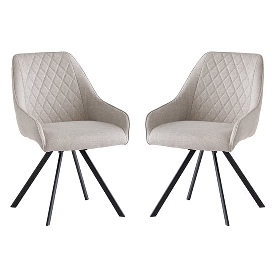 Valko Stone Fabric Dining Chairs Swivel In Pair