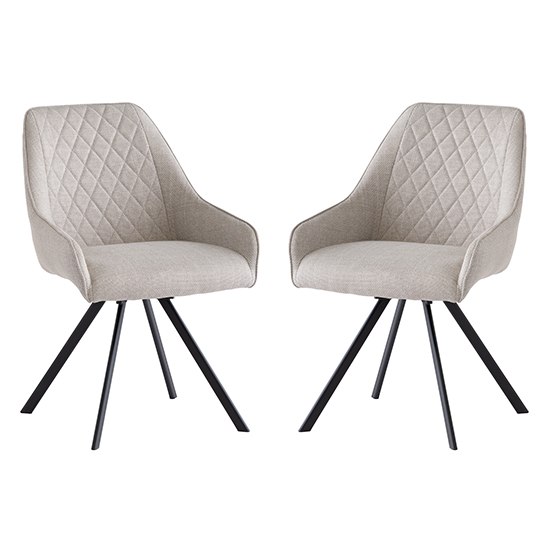 Valko Stone Fabric Dining Chairs Swivel In Pair