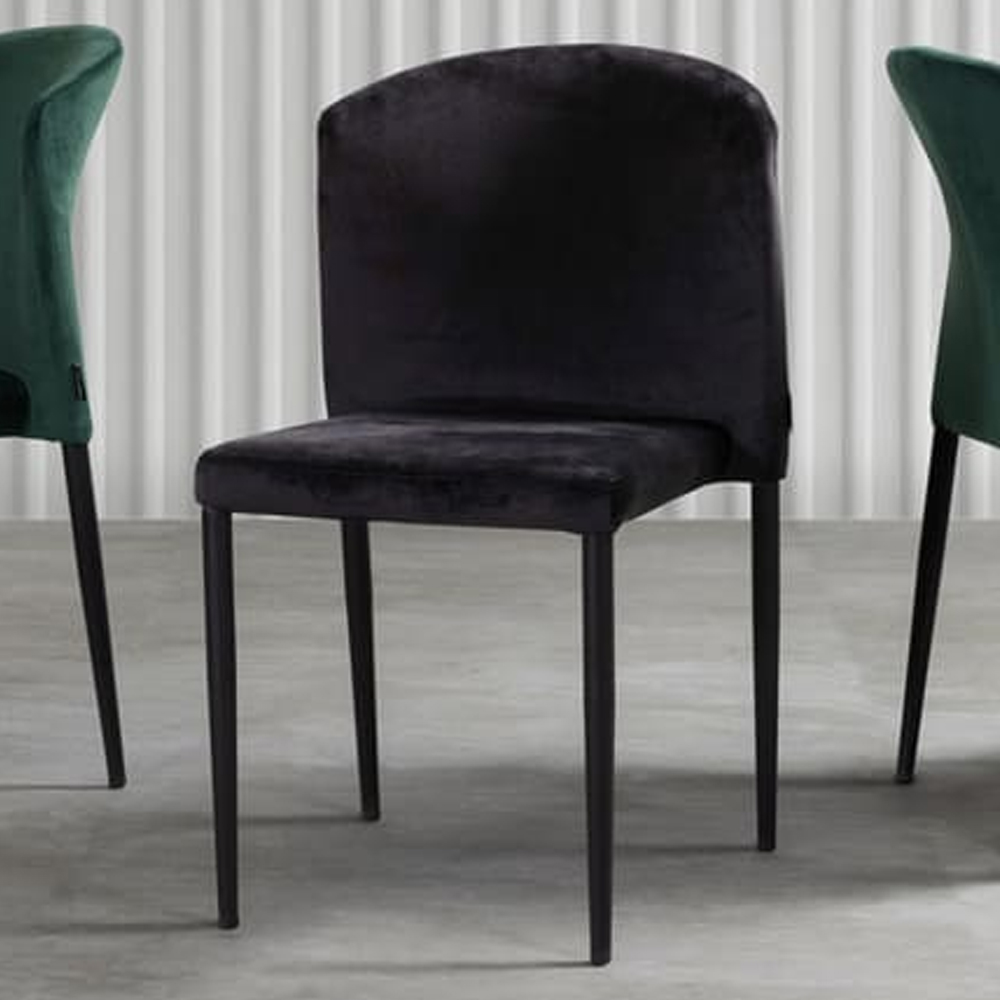 Vallejo Outdoor Velvet Stacking Side Chairs In Black