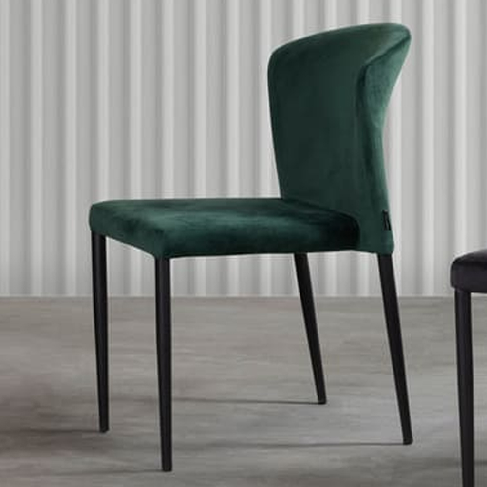 Vallejo Outdoor Velvet Stacking Side Chairs In Dark Green