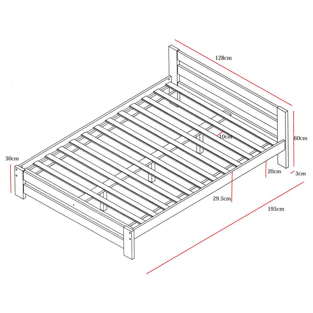 Vallejo Wooden Small Double Bed In White