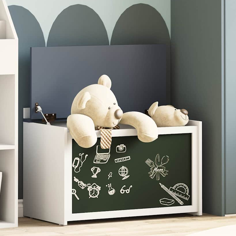 Vallejo Wooden Storage Box In White And Grey
