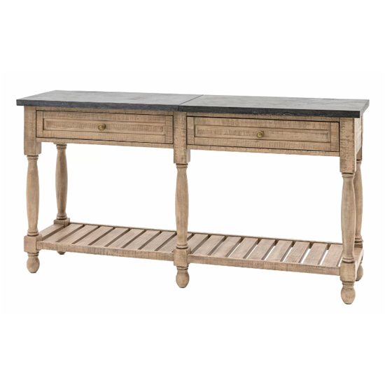 Valletta Marble Top Console Table With 2 Drawers In Natural