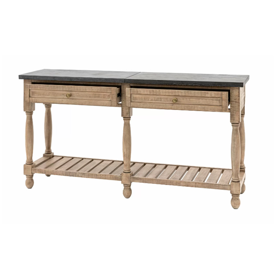 Valletta Marble Top Console Table With 2 Drawers In Natural