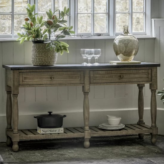 Read more about Valletta marble top console table with 2 drawers in natural