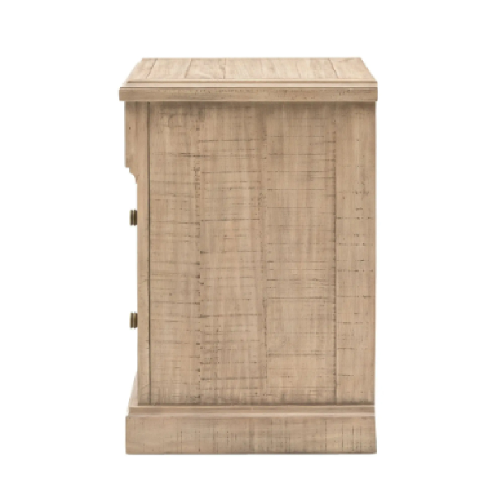 Valletta Wooden Bedside Cabinet With 3 Drawers In Natural