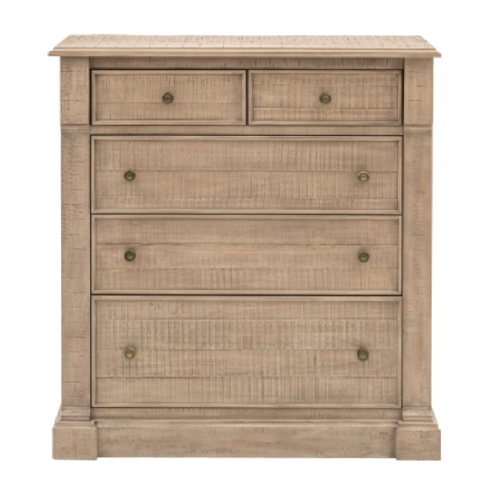 Valletta Wooden Chest Of 5 Drawers In Natural