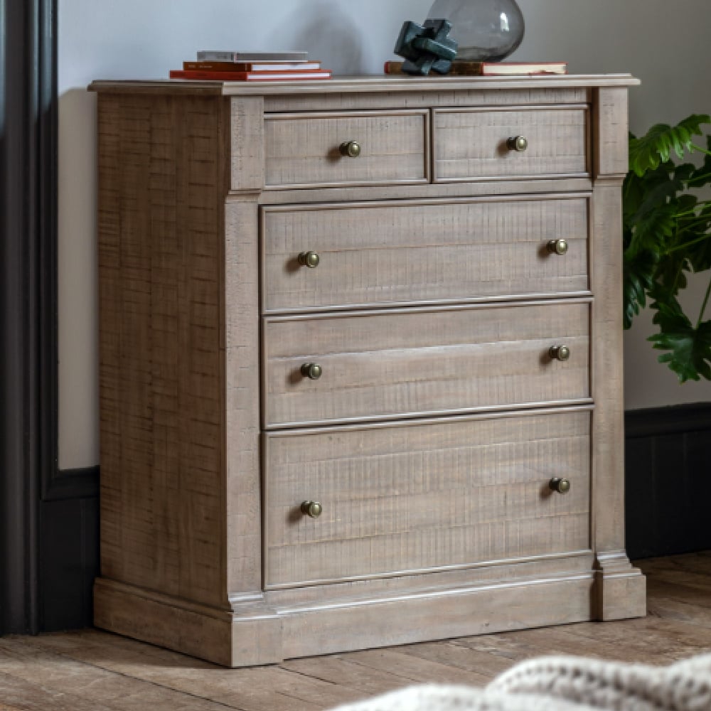 Valletta Wooden Chest Of 5 Drawers In Natural