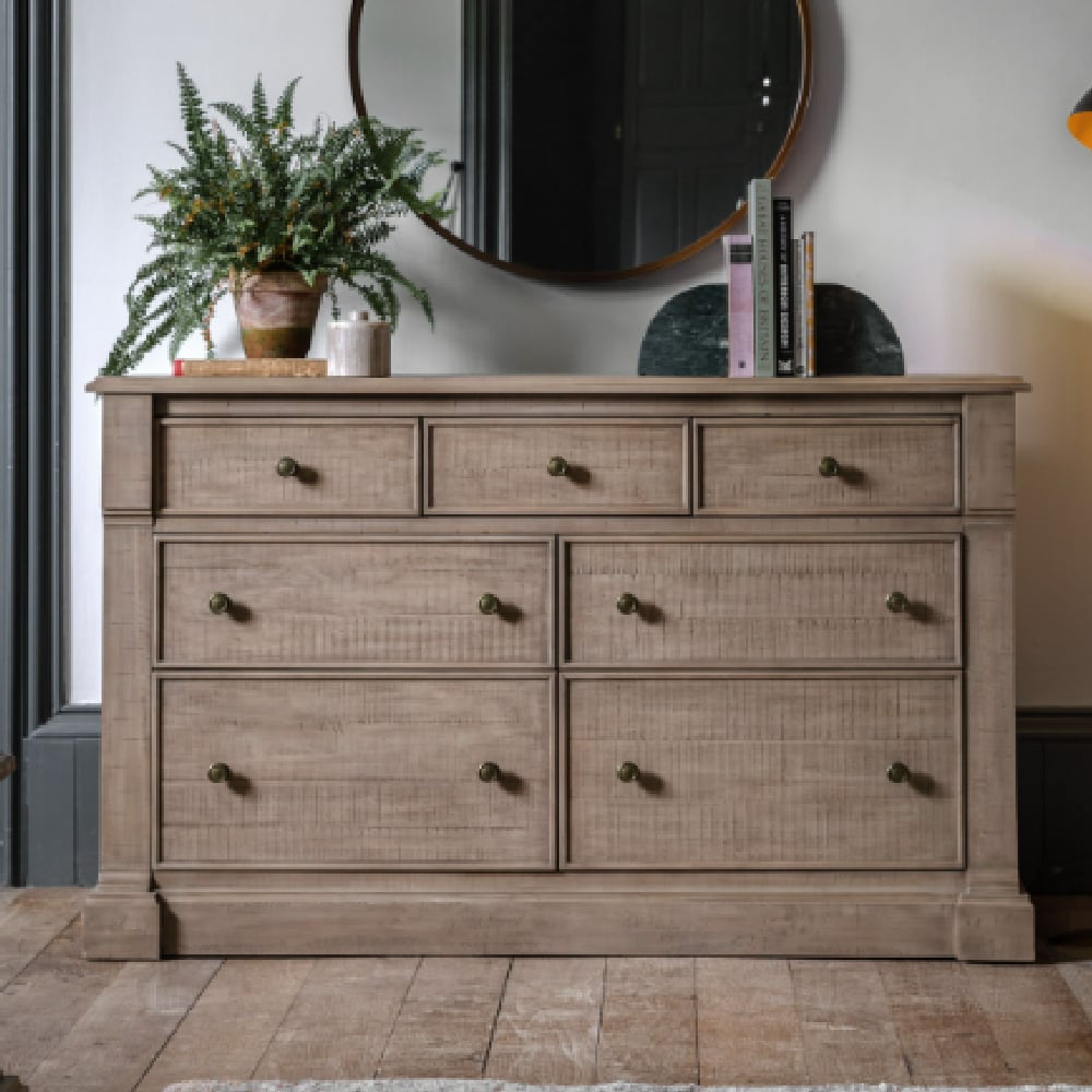 Valletta Wooden Chest Of 7 Drawers In Natural