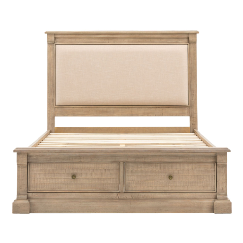 Valletta Wooden King Size Bed With 2 Drawers In Natural