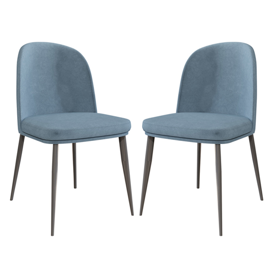 Valont Blue Velvet Upholstered Dining Chairs In Pair