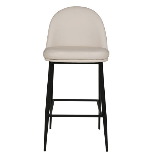 Valont Faux Leather Bar Stool In Cream With Black Legs_2