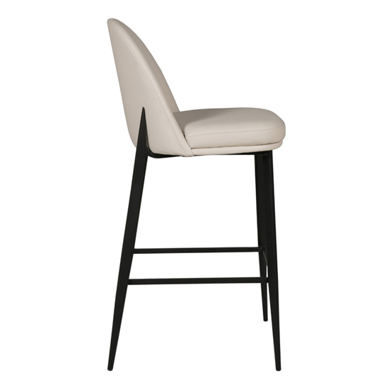 Valont Faux Leather Bar Stool In Cream With Black Legs_3