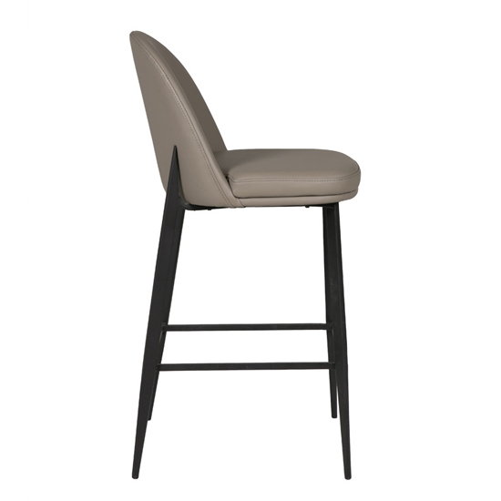 Valont Faux Leather Bar Stool In Grey With Black Legs_3