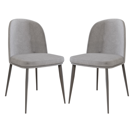Valont Light Grey Velvet Upholstered Dining Chairs In Pair