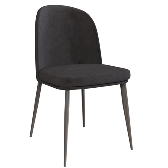 Valont Velvet Upholstered Dining Chair In Dark Grey