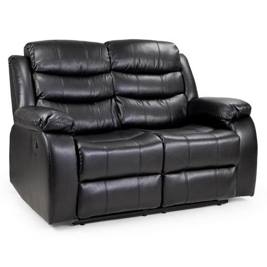 Product photograph of Valor Faux Leather Recliner 2 Seater Sofa In Black from Furniture in Fashion