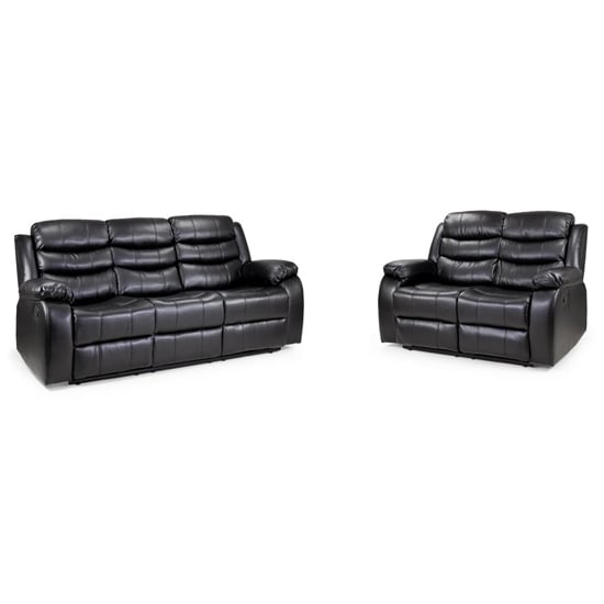Photo of Valor faux leather recliner 3 + 2 seater sofa set in black