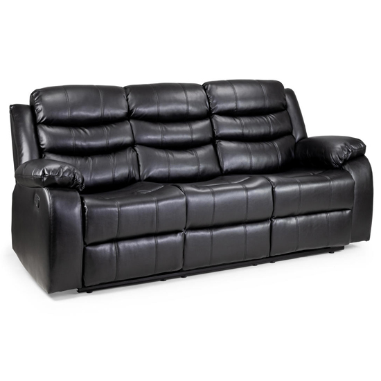 Photo of Valor faux leather recliner 3 seater sofa in black