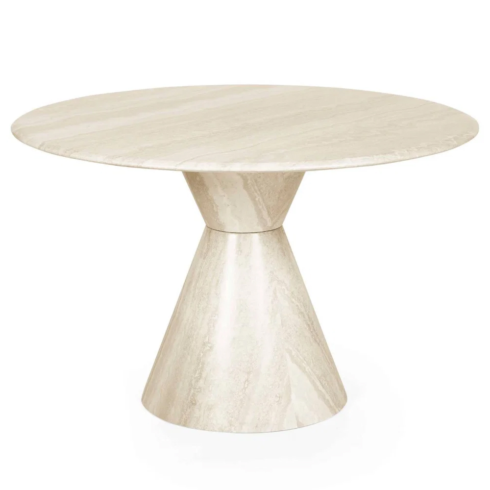 Valora Round Marble Effect Dining Table in Cream