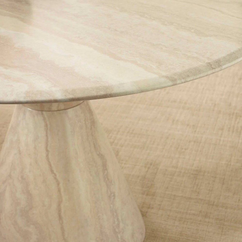 Valora Round Marble Effect Dining Table in Cream
