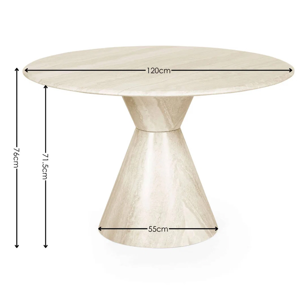 Valora Round Marble Effect Dining Table in Cream