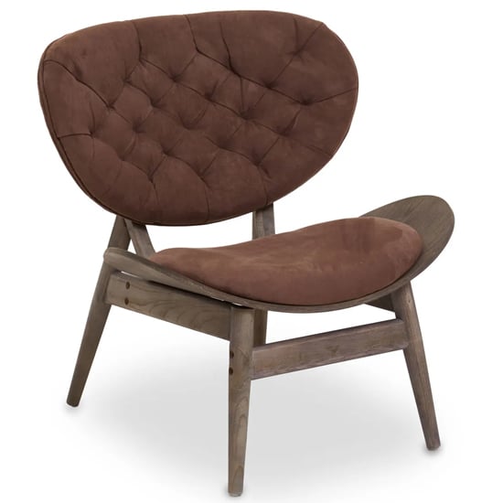 Photo of Valparaiso velvet accent chair in brown with button details
