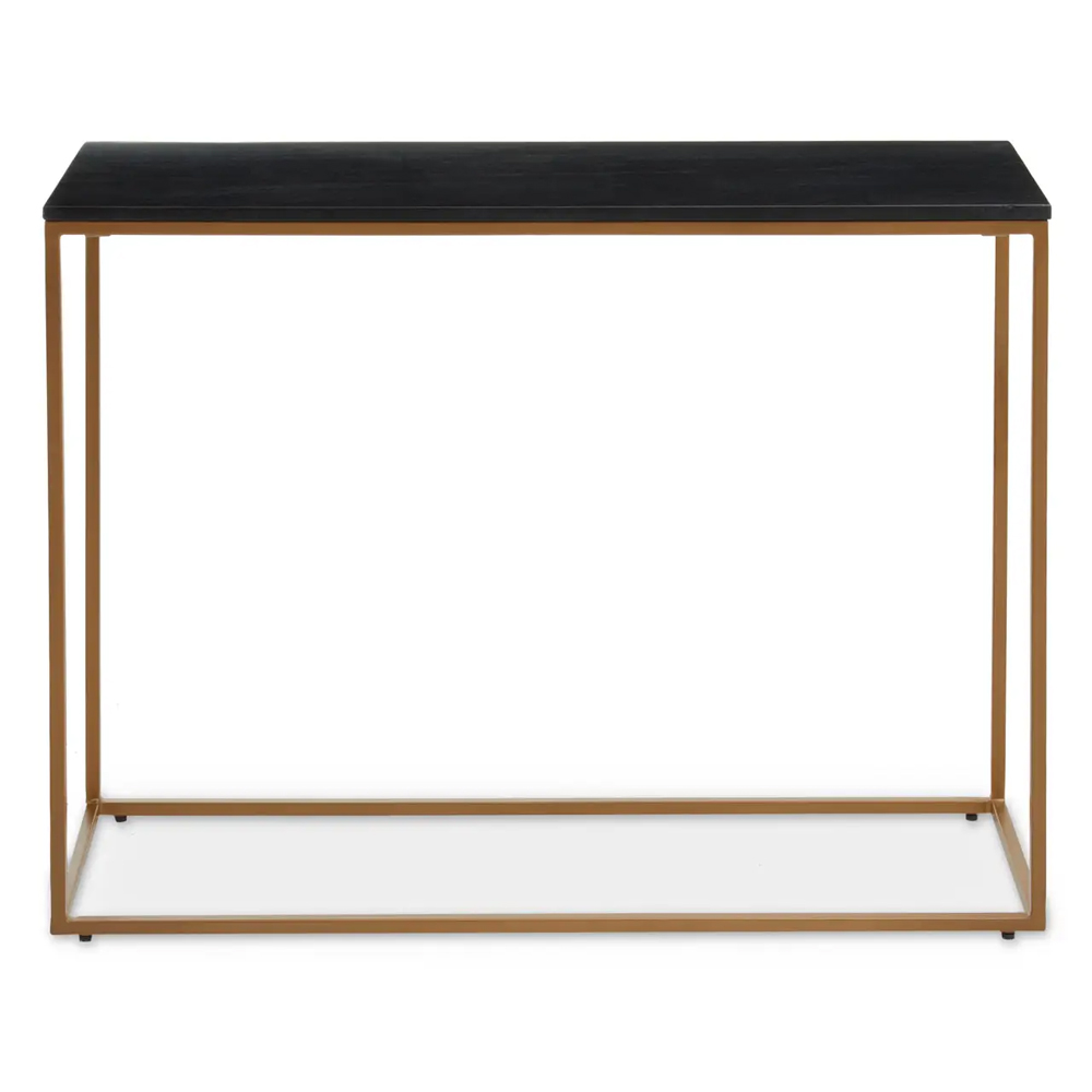 Valrico Black Marble Top Console Table With Gold Frame