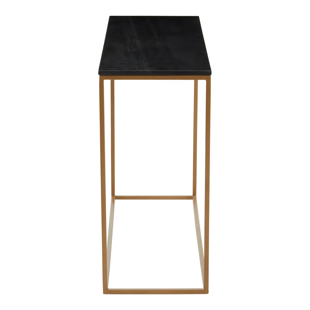 Valrico Black Marble Top Console Table With Gold Frame
