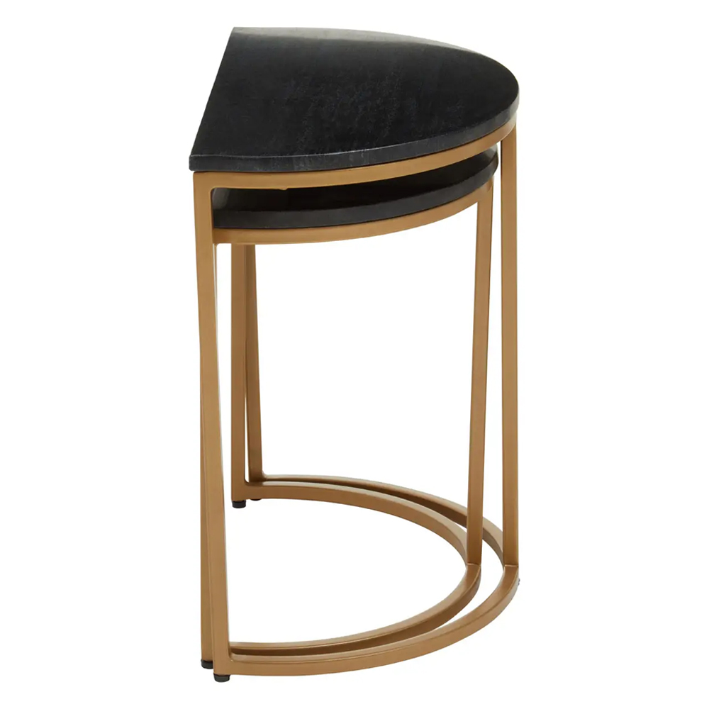 Valrico Black Marble Top Nest Of 2 Tables With Gold Frame