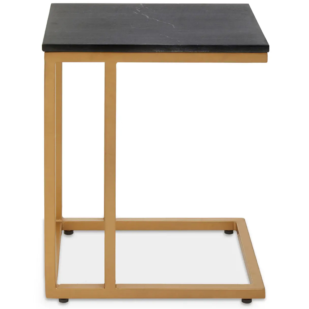Valrico Black Marble Top Side Table With Gold Frame