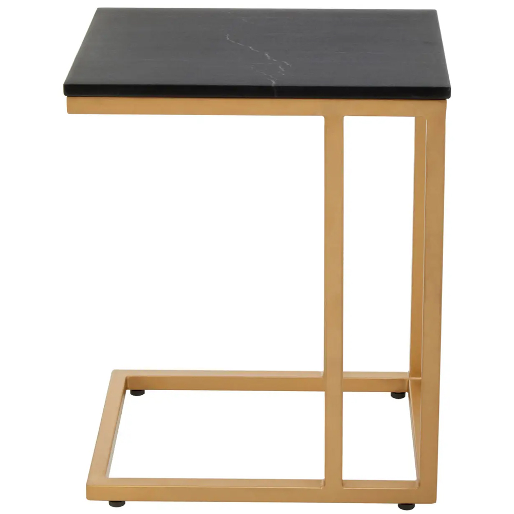 Valrico Black Marble Top Side Table With Gold Frame