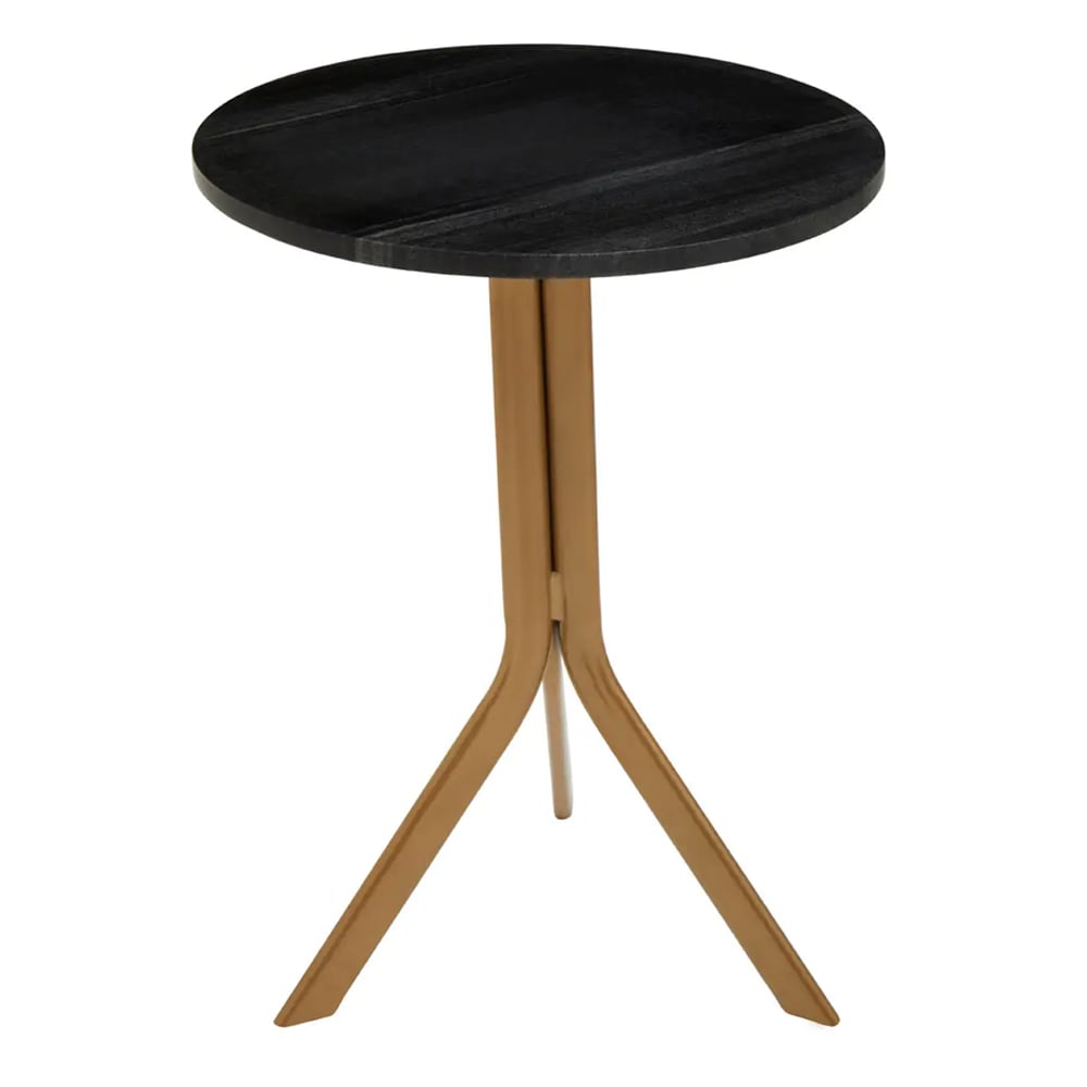 Valrico Black Marble Top Side Table With Gold Legs