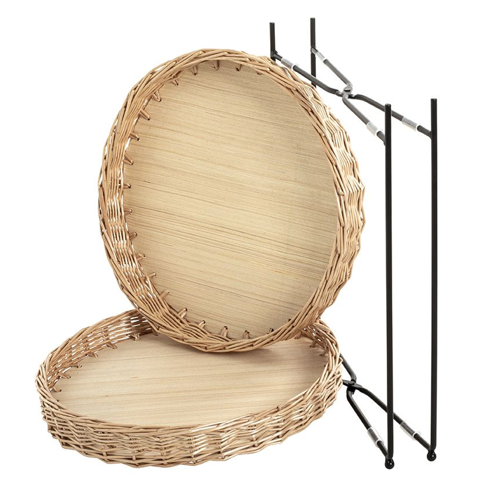 Valrico Rattan Side Table With Black Legs In Natural