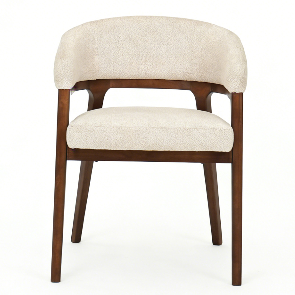 Valtori Taupe Fabric Dining Chairs with Walnut Frame in Pair