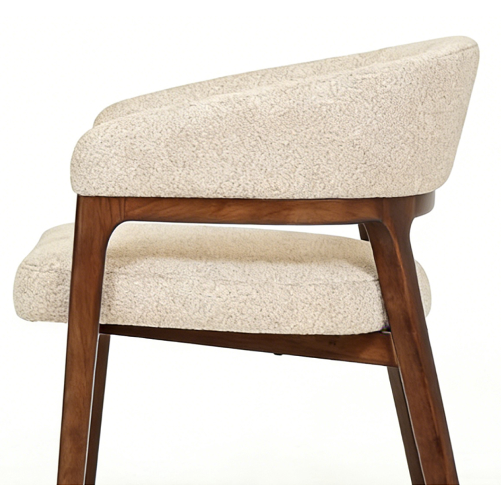 Valtori Taupe Fabric Dining Chairs with Walnut Frame in Pair