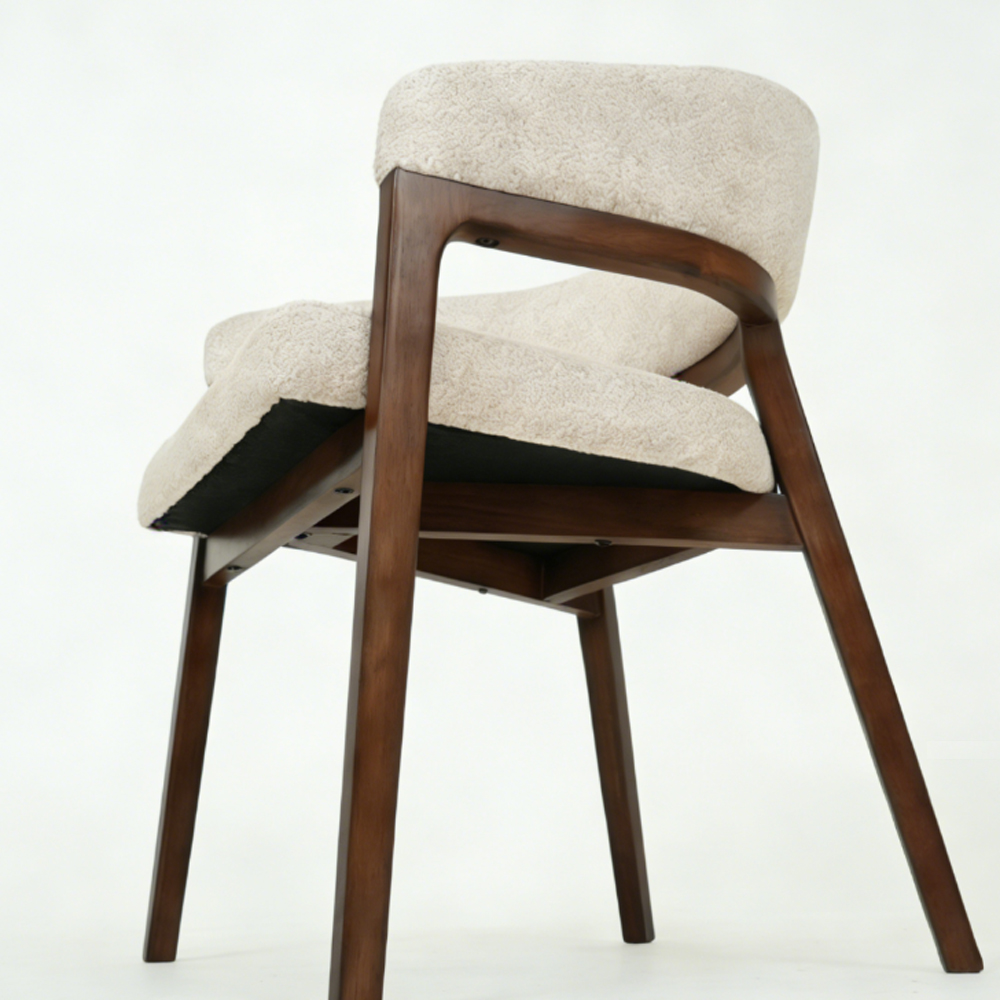 Valtori Taupe Fabric Dining Chairs with Walnut Frame in Pair