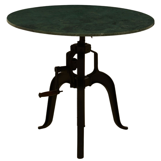 Vance 90cm Green Marble Top Dining Table With Black Metal Legs