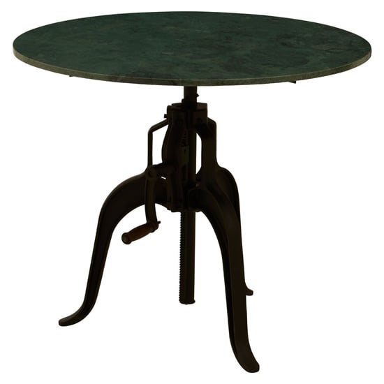 Vance 90cm Green Marble Top Dining Table With Black Metal Legs