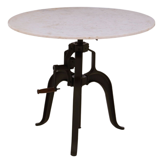 Vance 90cm White Marble Top Dining Table With Black Metal Legs