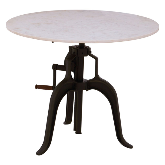 Vance 90cm White Marble Top Dining Table With Black Metal Legs