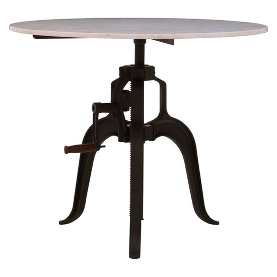 Vance 90cm White Marble Top Dining Table With Black Metal Legs