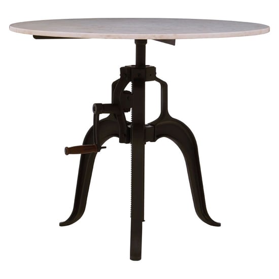 Product photograph of Vance 90cm White Marble Top Dining Table With Black Metal Legs from Furniture in Fashion