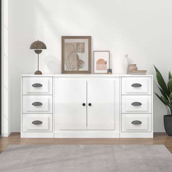 Read more about Vance high gloss sideboard 2 doors 6 drawers in white