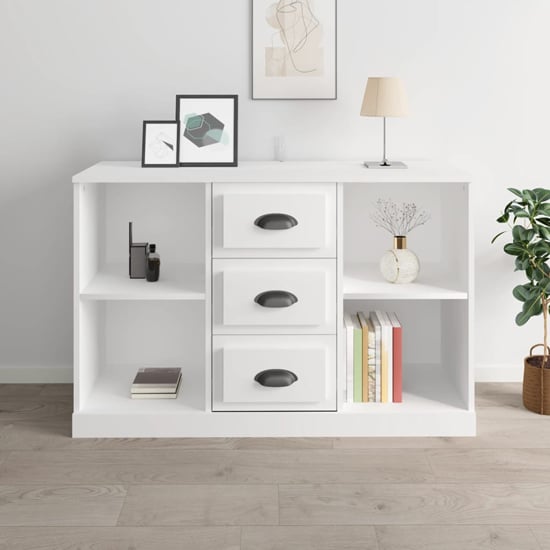 Read more about Vance high gloss sideboard with 3 drawers in white