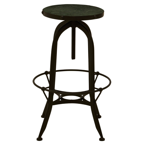 Vance Round Green Marble Top Bar Stool With Black Metal Frame_3