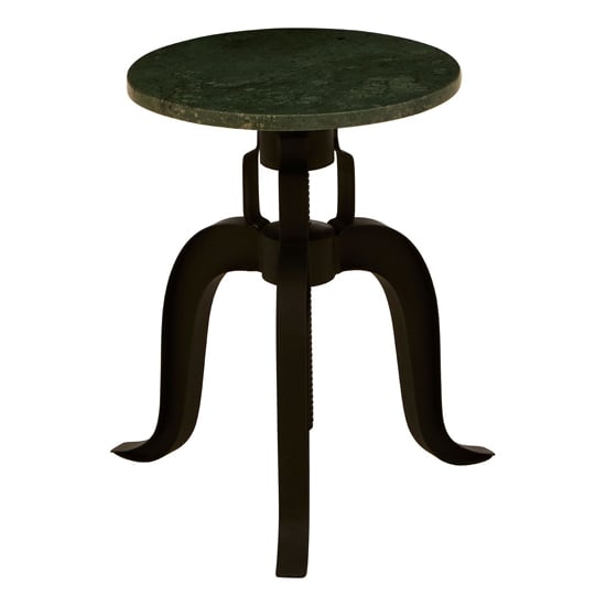 Vance Round Green Marble Top Bar Stool With Black Metal Legs