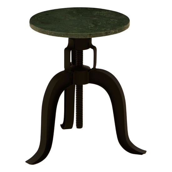 Vance Round Green Marble Top Bar Stool With Black Metal Legs