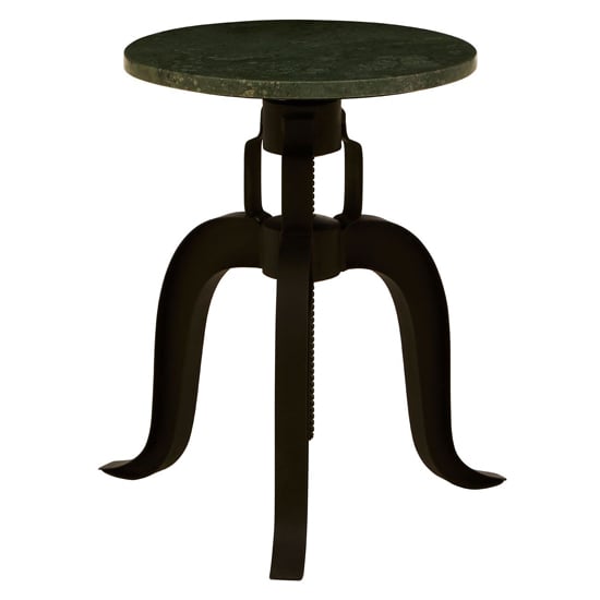 Vance Round Green Marble Top Bar Stool With Black Metal Legs