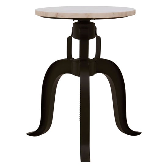 Product photograph of Vance Round White Marble Top Bar Stool With Black Metal Legs from Furniture in Fashion